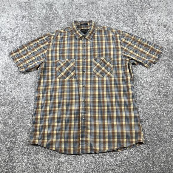 Pendleton Button Up Shirt Mens Large Santiam Cotton Plaid Outdoors Brown - Picture 2 of 10